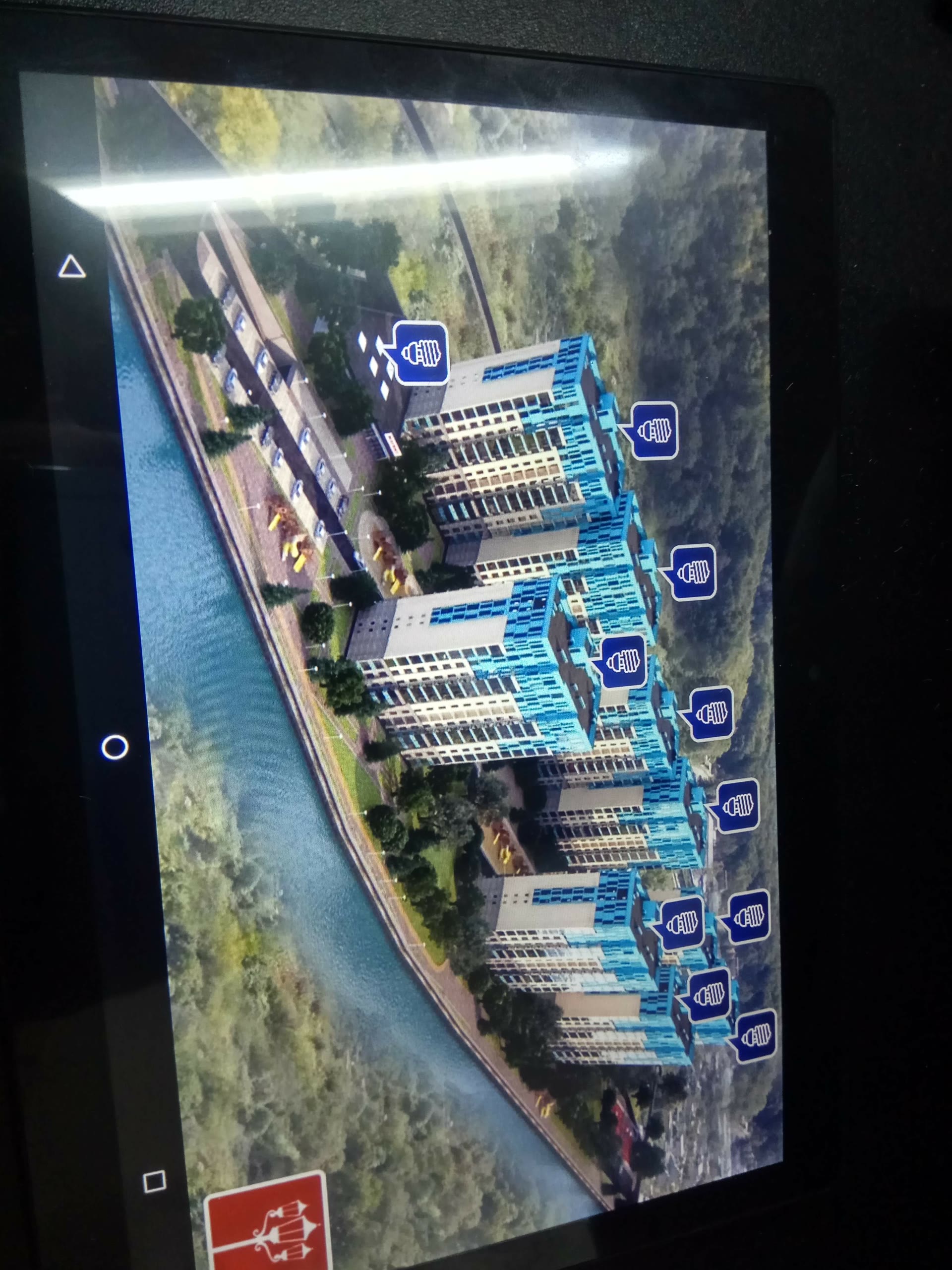 Riverside development — model + interactive tablet